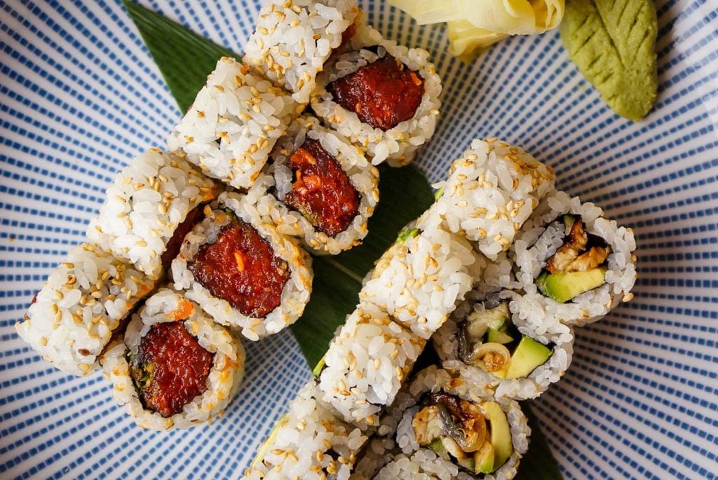 Wabi Sabi - Spicy Tuna and Eel Cucumber Avocado Rolls