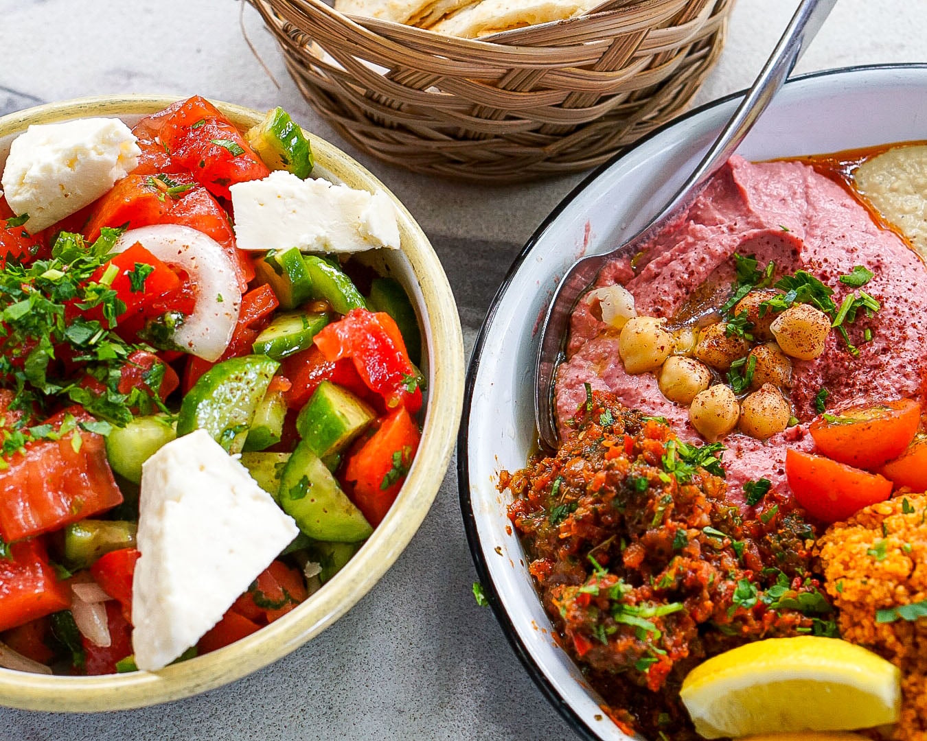Ironside Pizza Vegan Bowl and El Turco Salad