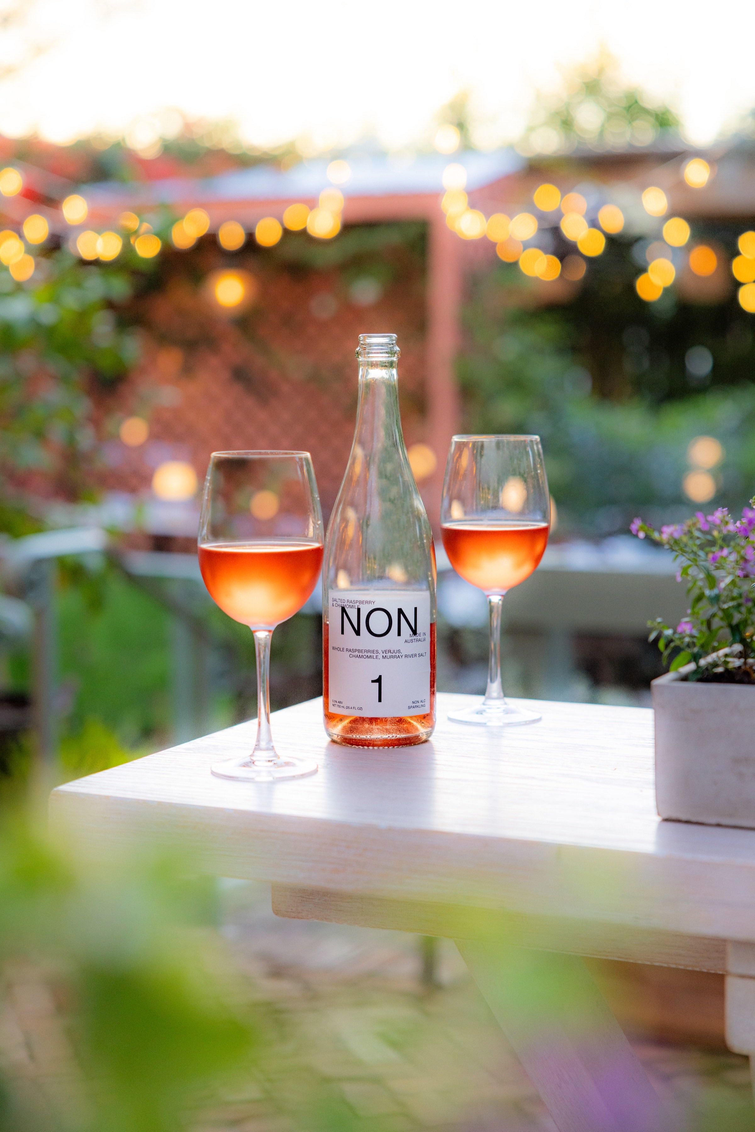 NON1 salted raspberry and chamomile mocktail at Rosemary's Miami