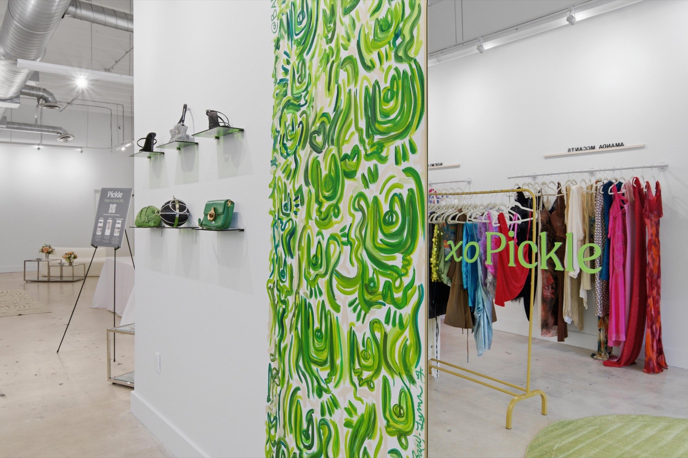 Pickle pop-up interior in Wynwood with clothing racks