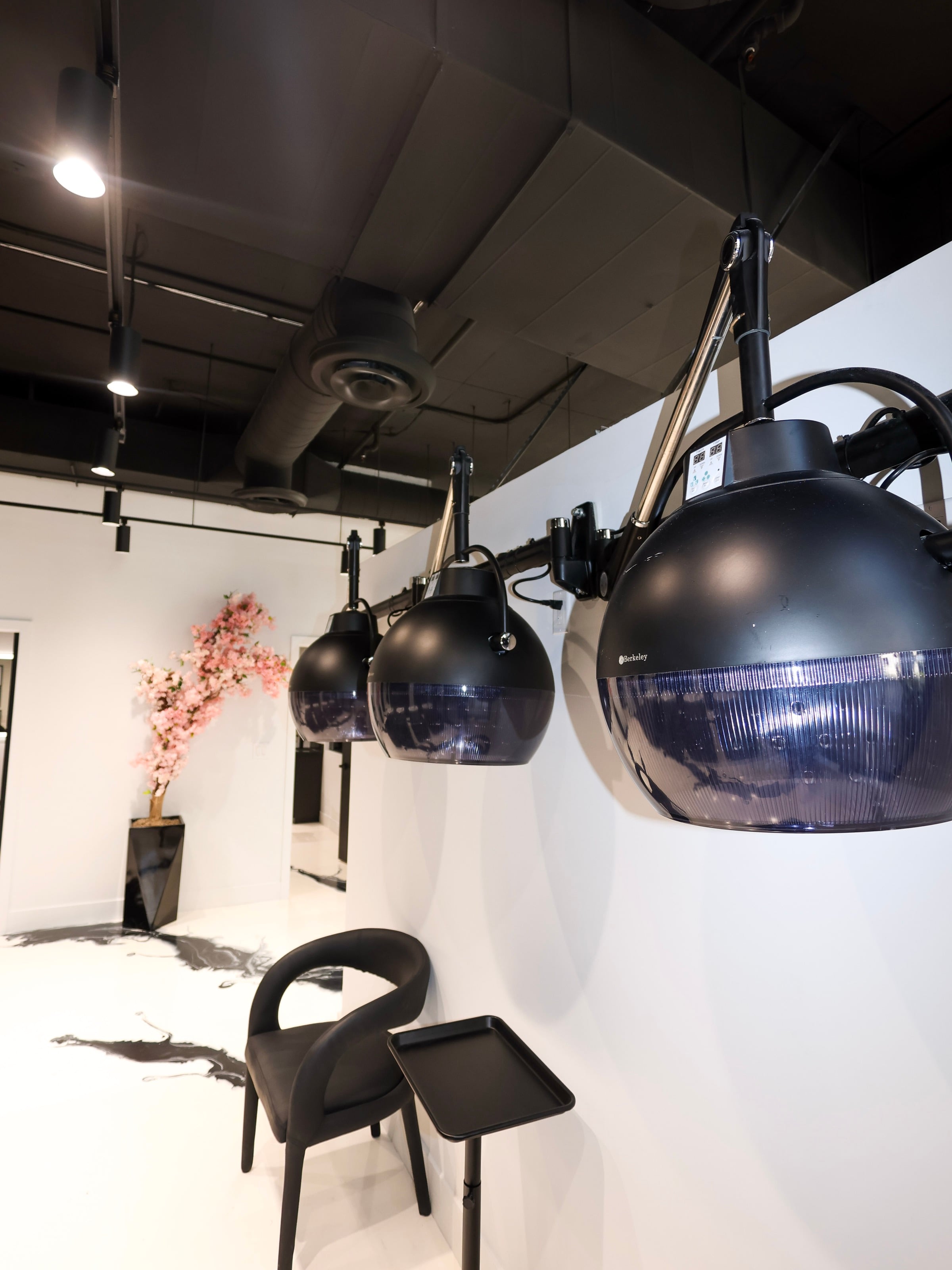 Hooded dryers at the Neish Hair salon