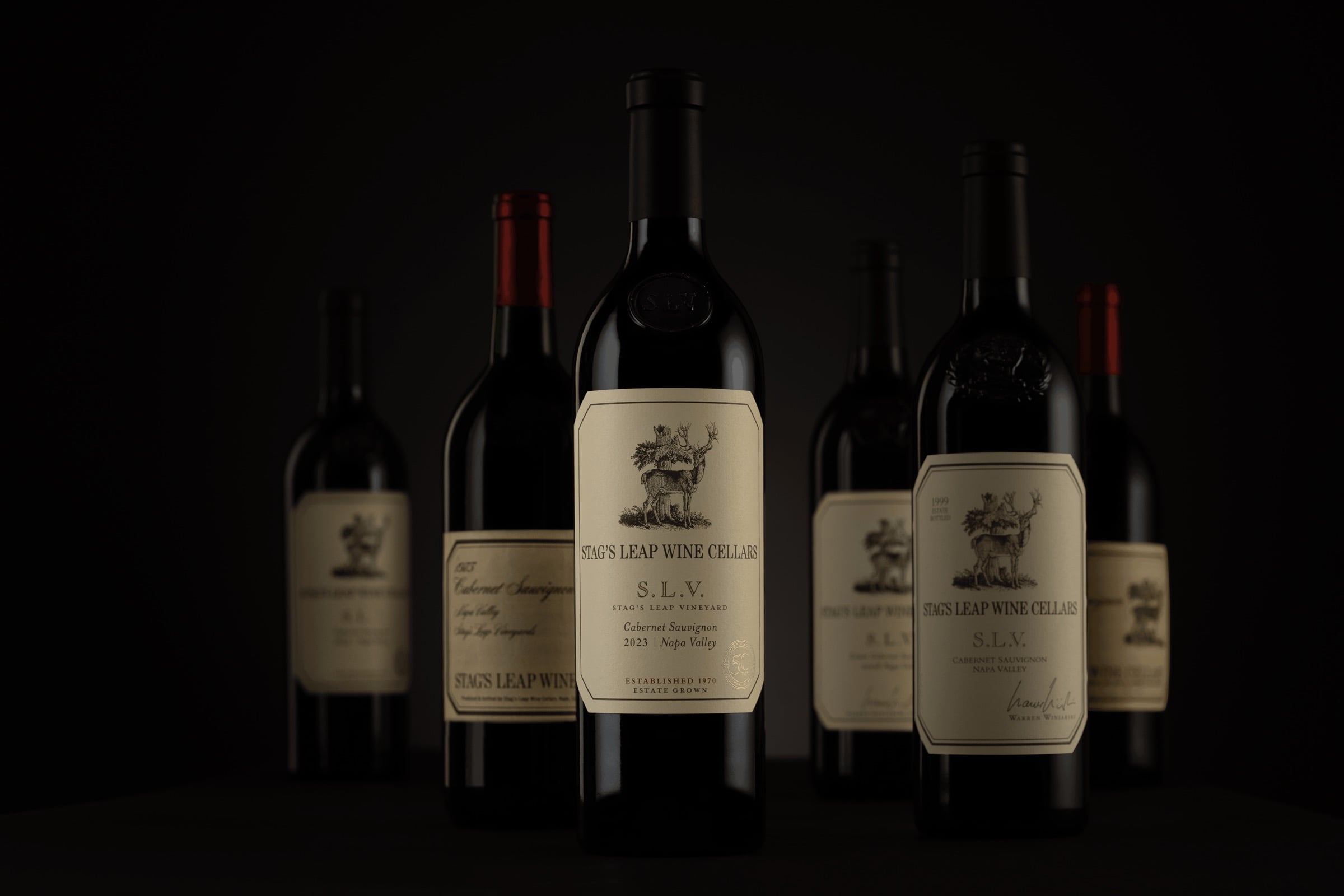 Stag's Leap Wine Cellars bottles for the Le Jardinier wine dinner