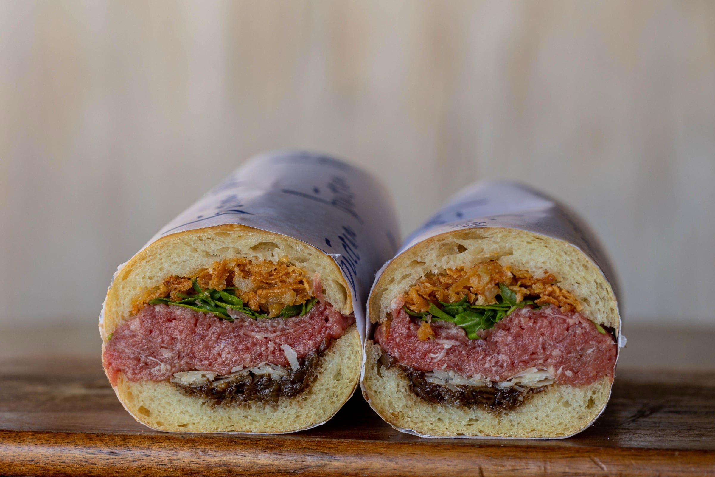 Beef carpaccio sandwich at Buccan Sandwich Shop Coral Gables