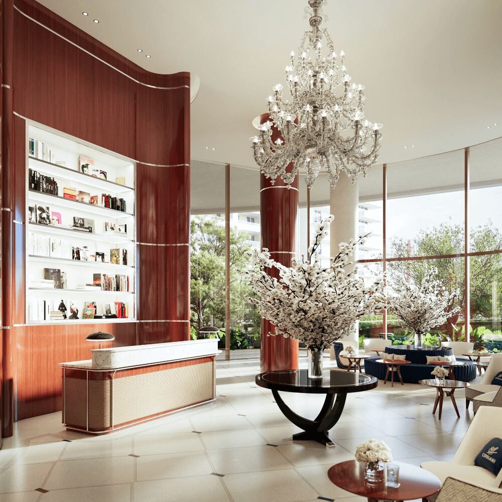 Lobby rendering, Cipriani Residences Brickell