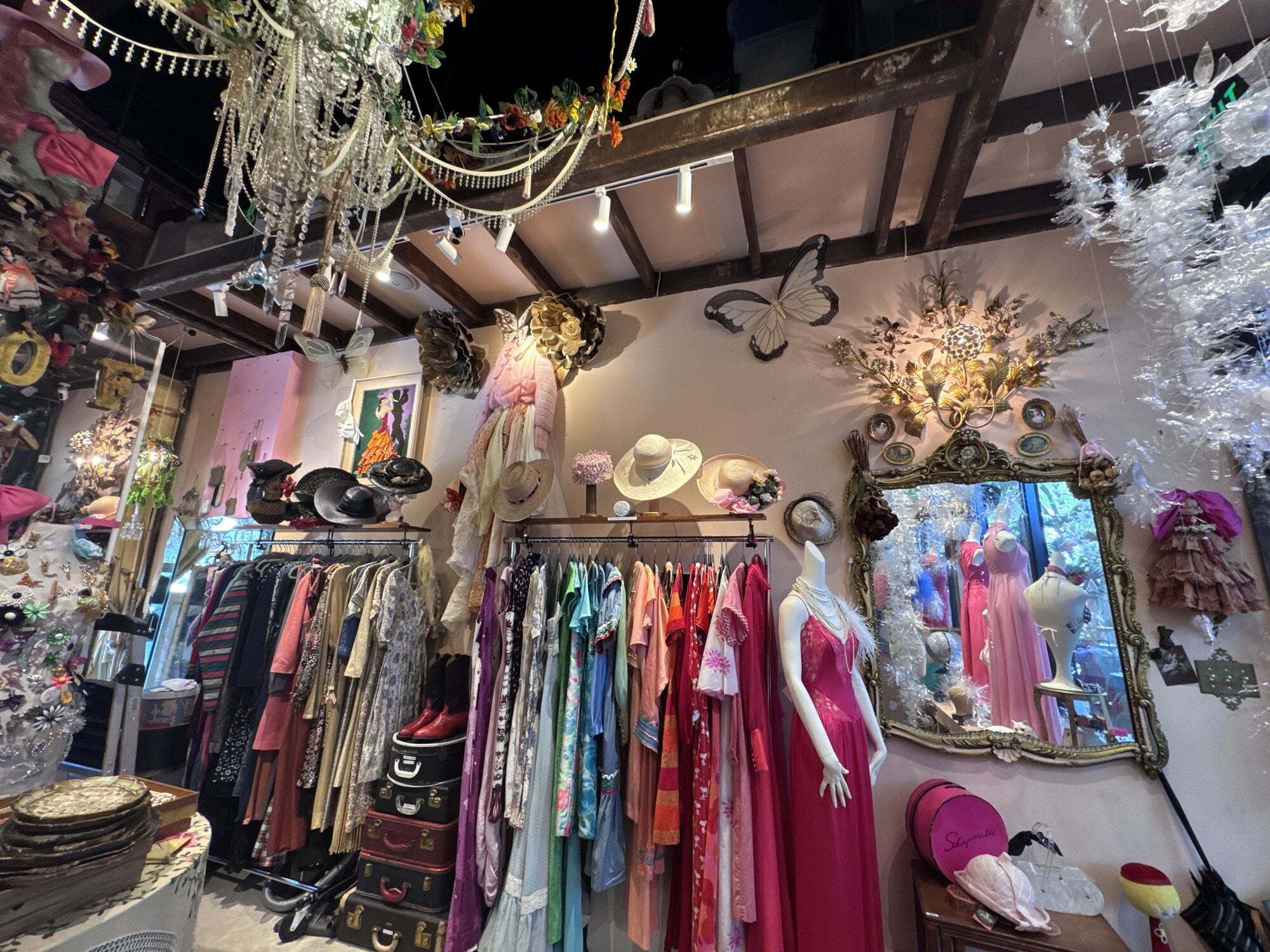 Vintage clothing racks at The House of Findings