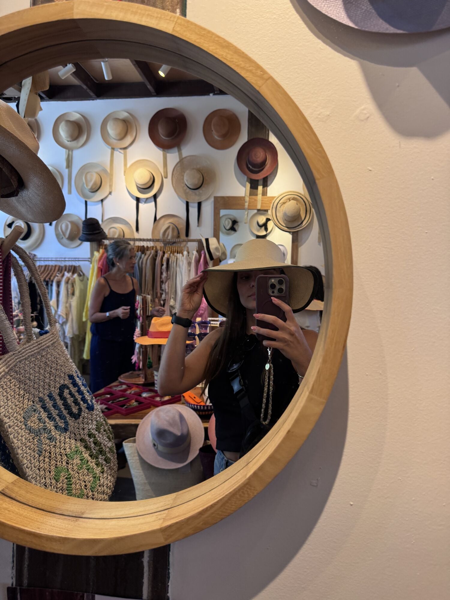 Toquilla straw hats on display at Wanahat in Upper Buena Vista