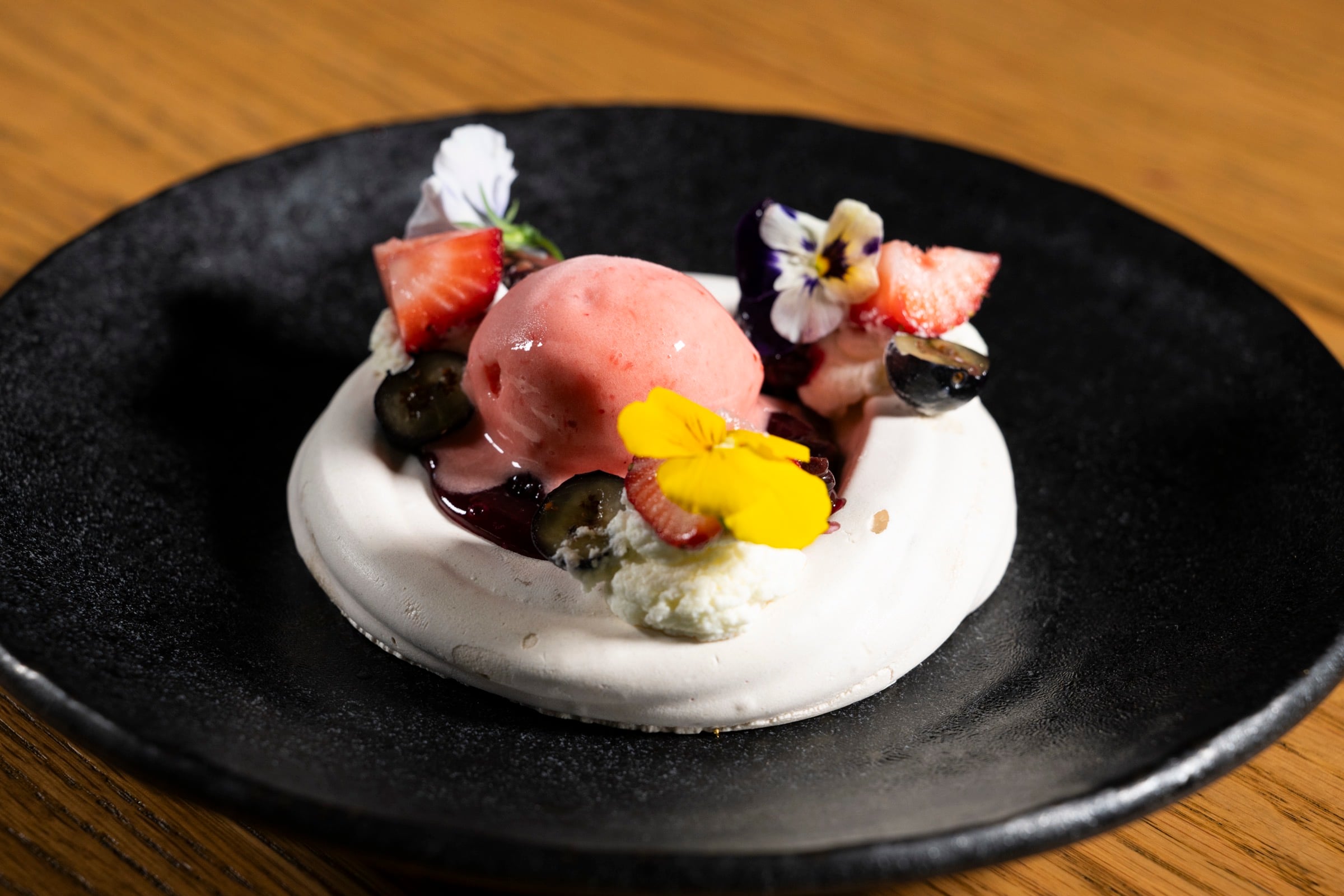 Pavlova dessert at Yamashiro Miami