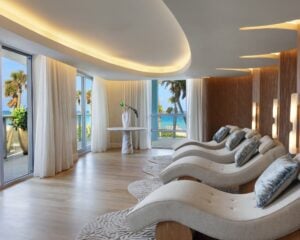 Ondara Spa relaxation lounge with ocean views