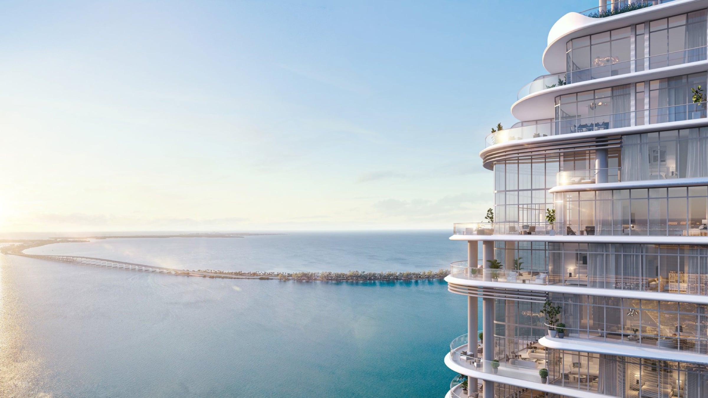 Rendering of St. Regis Residences Brickell overlooking Biscayne Bay