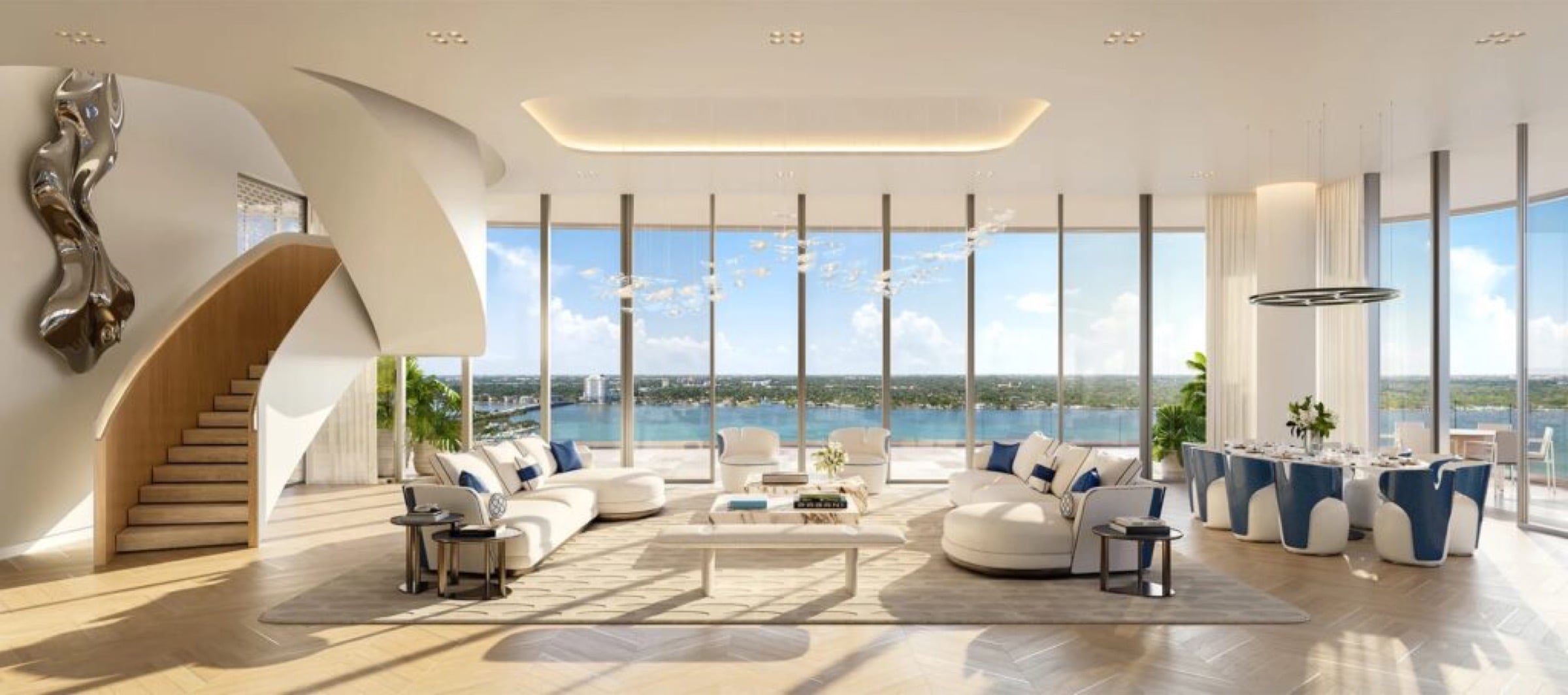 Living room rendering at Pagani Residences in North Bay Village