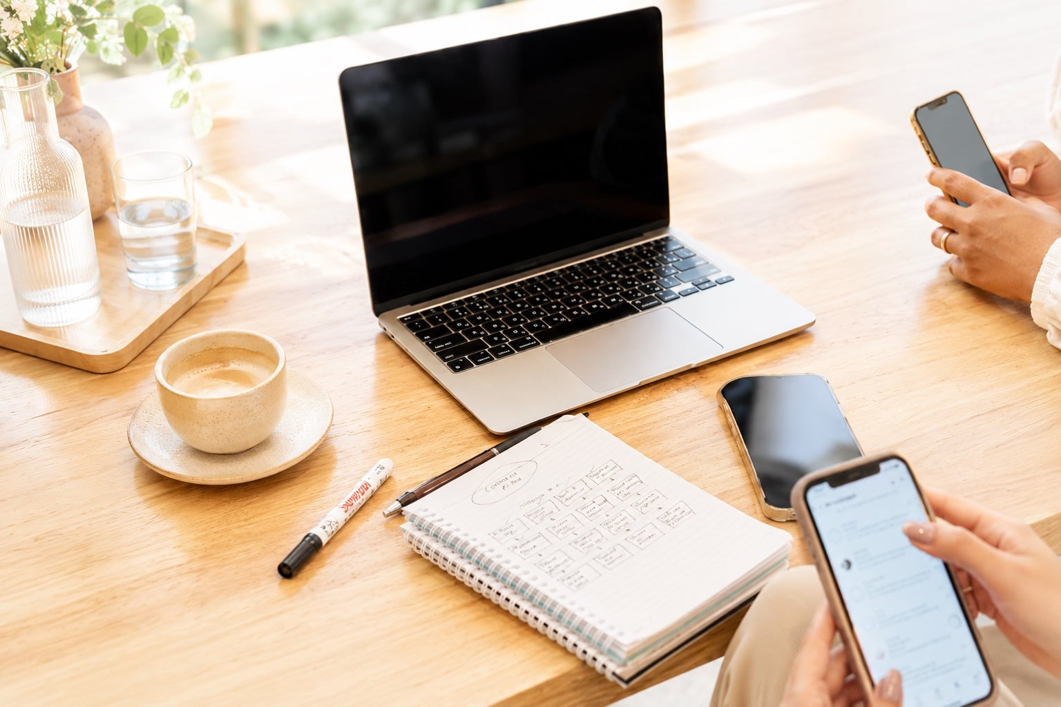 Content calendar planning on a laptop
