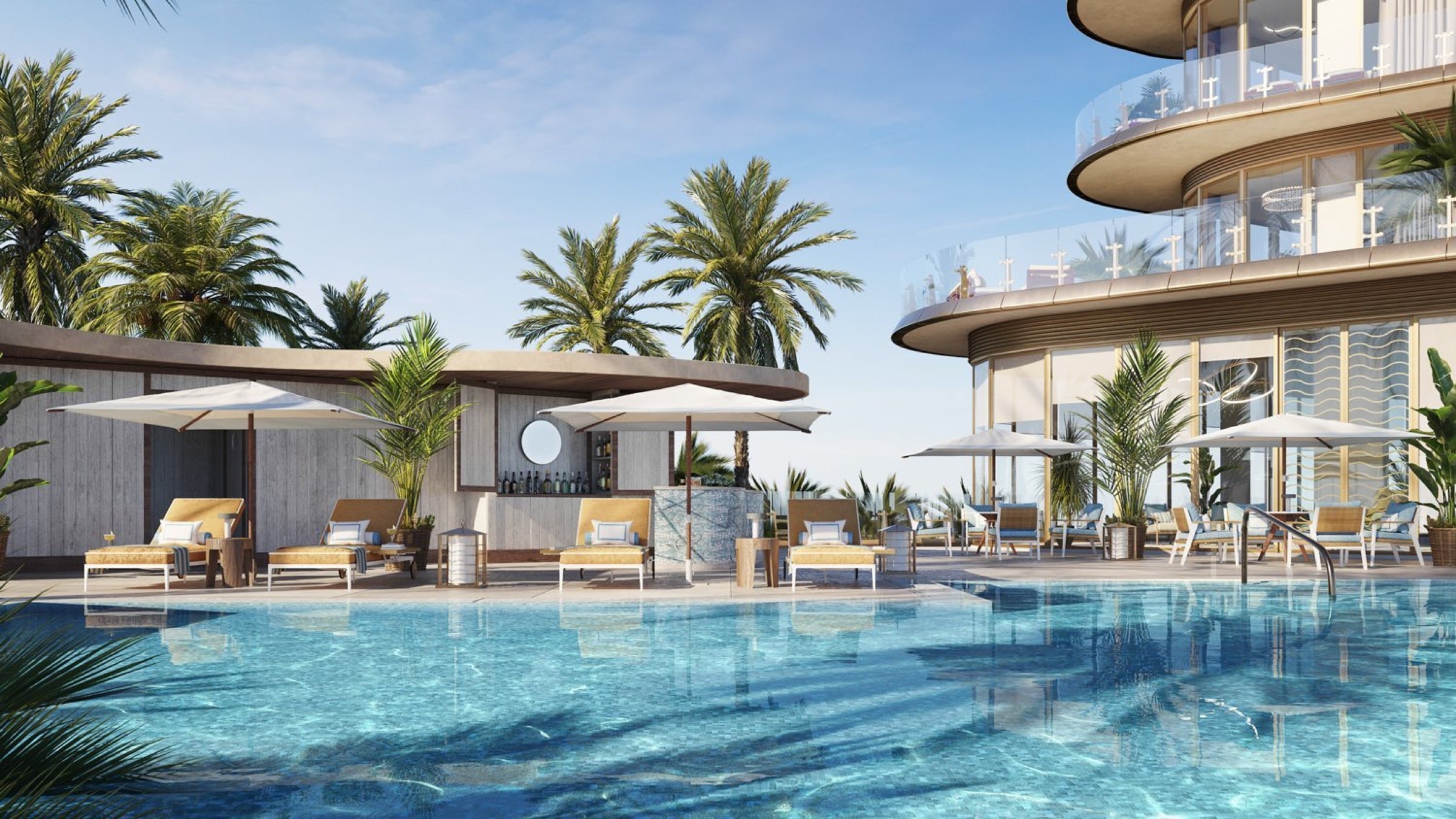Pool deck rendering at Four Seasons Private Residences Coconut Grove
