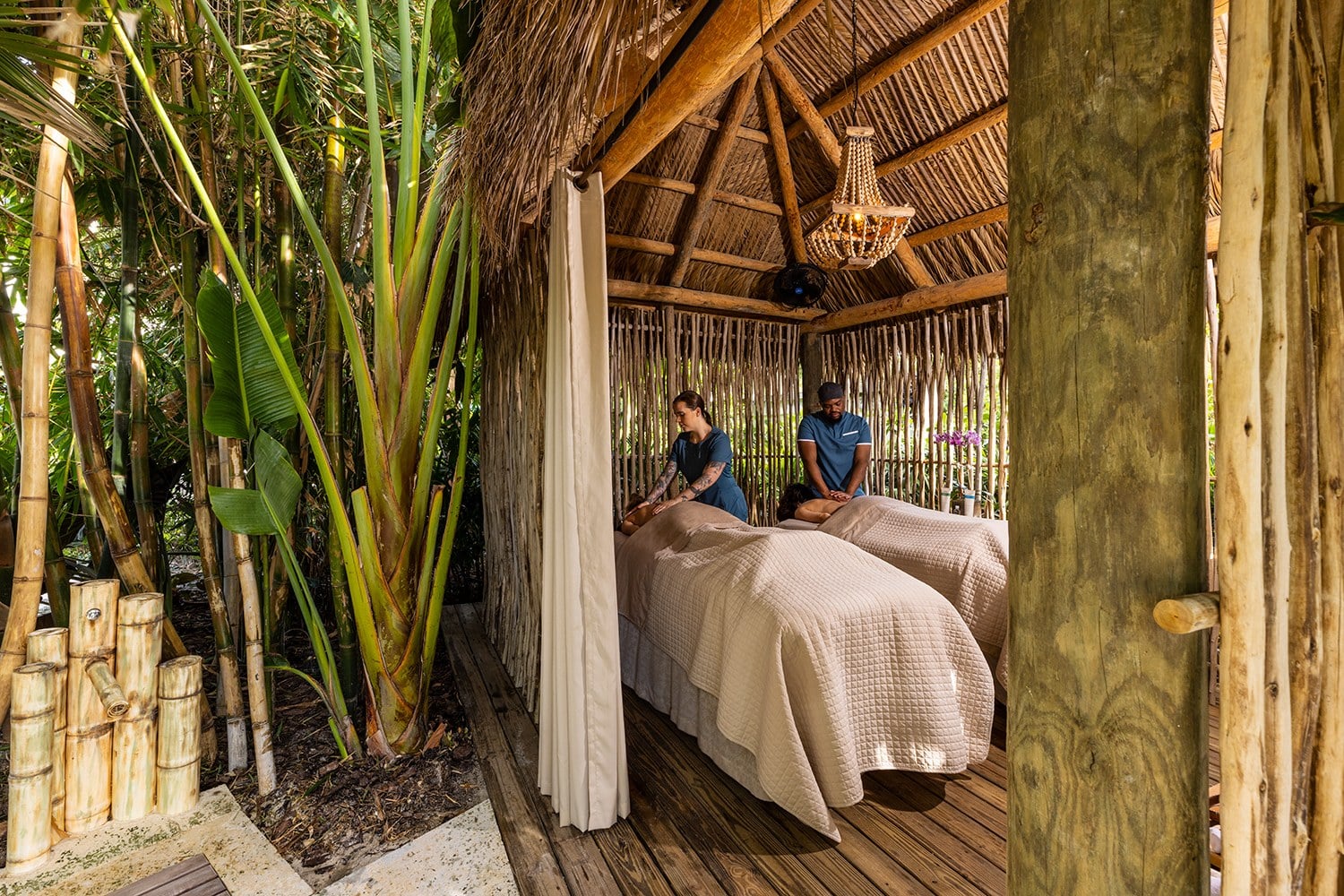 The Palms Aveda Spa outdoor cabana massage