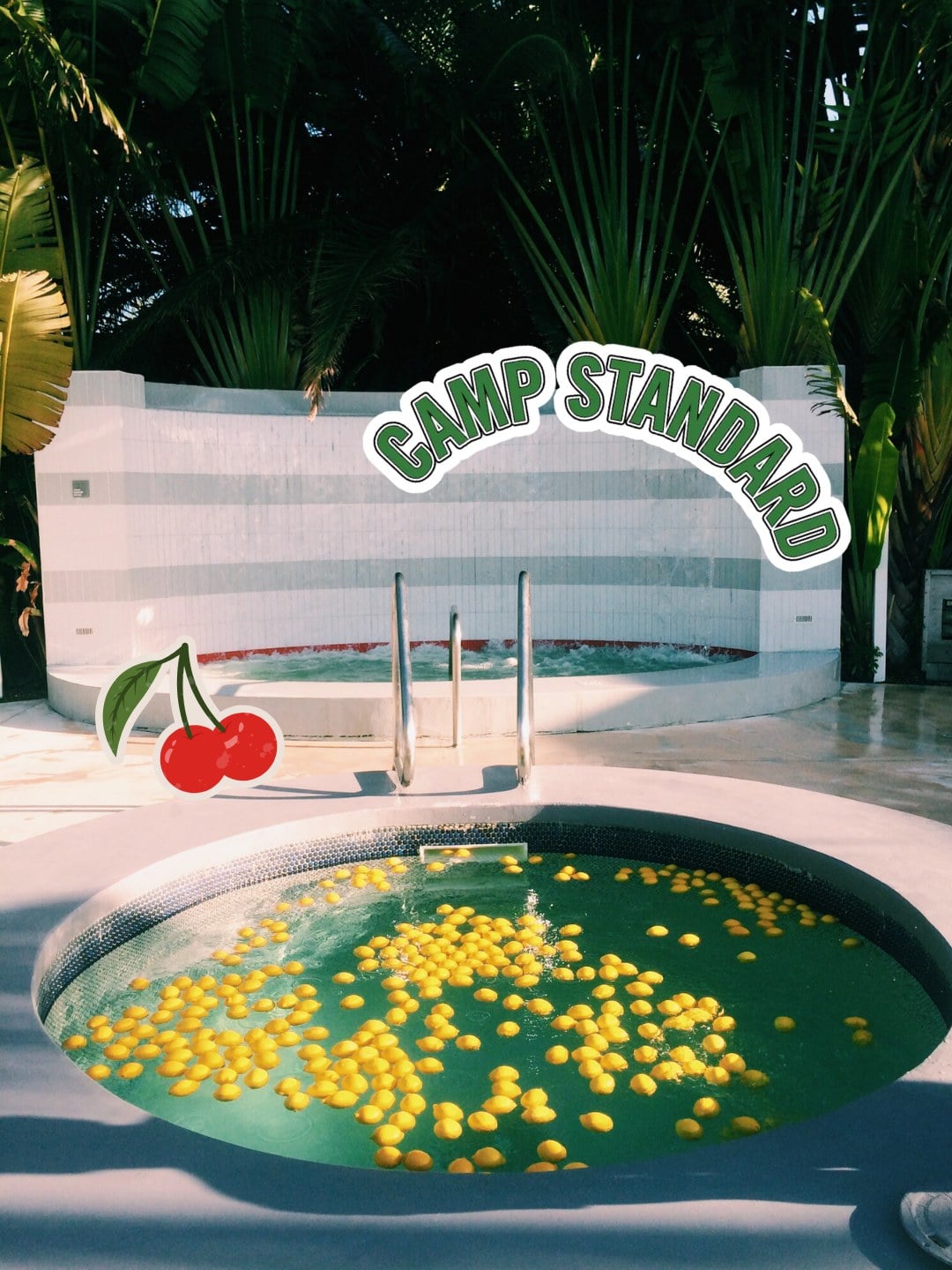 Lemon-filled plunge pool at Camp Standard at The Standard Spa, Miami Beach