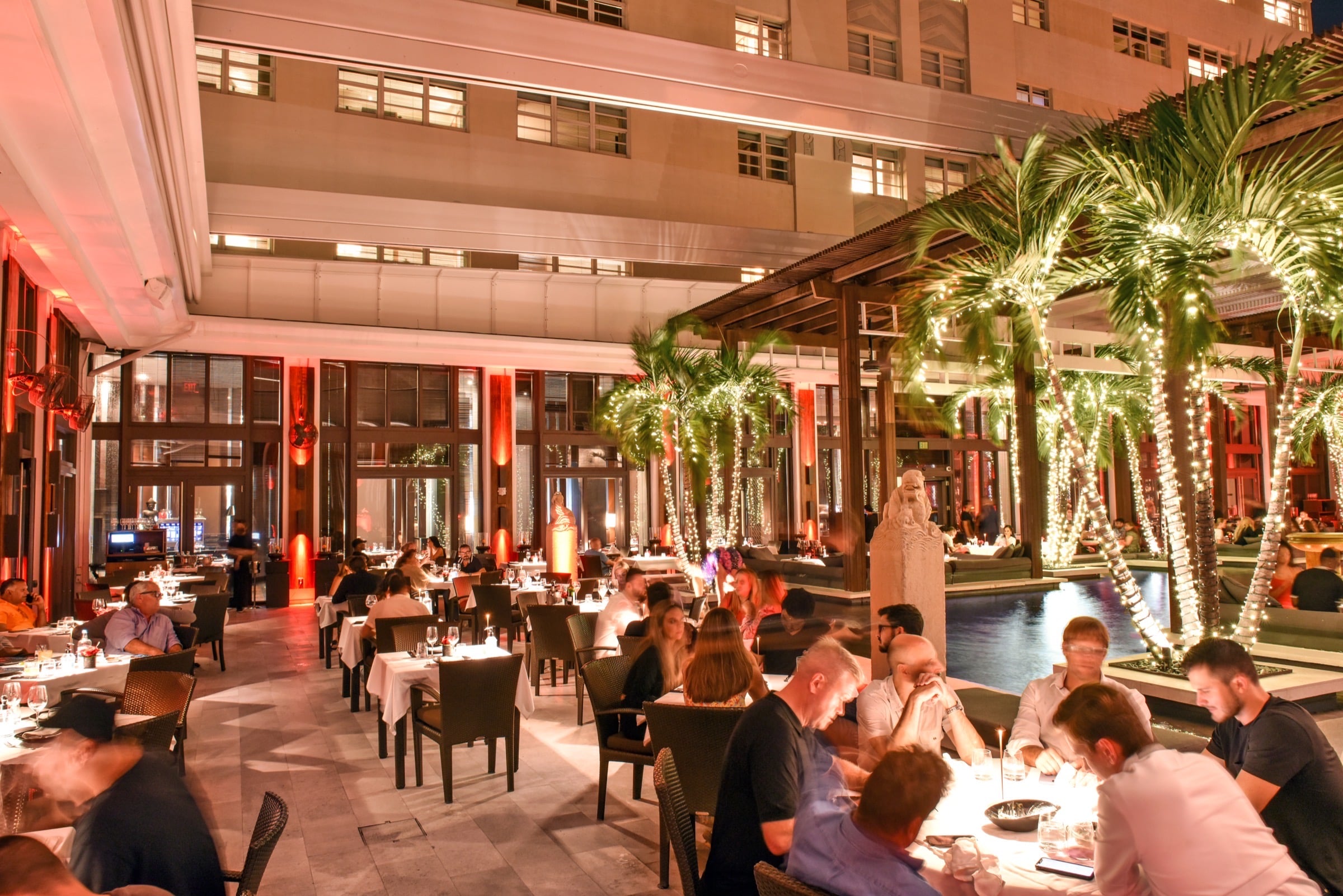 Jaya courtyard dining in the evening at The Setai Miami Beach