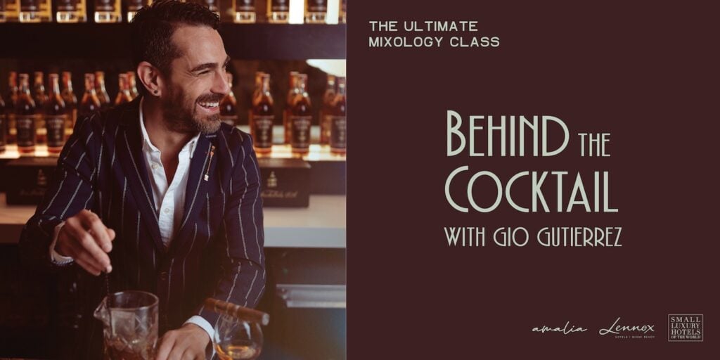 Gio Gutierrez leading a Cuban cocktail master class at Lennox Hotel Miami Beach