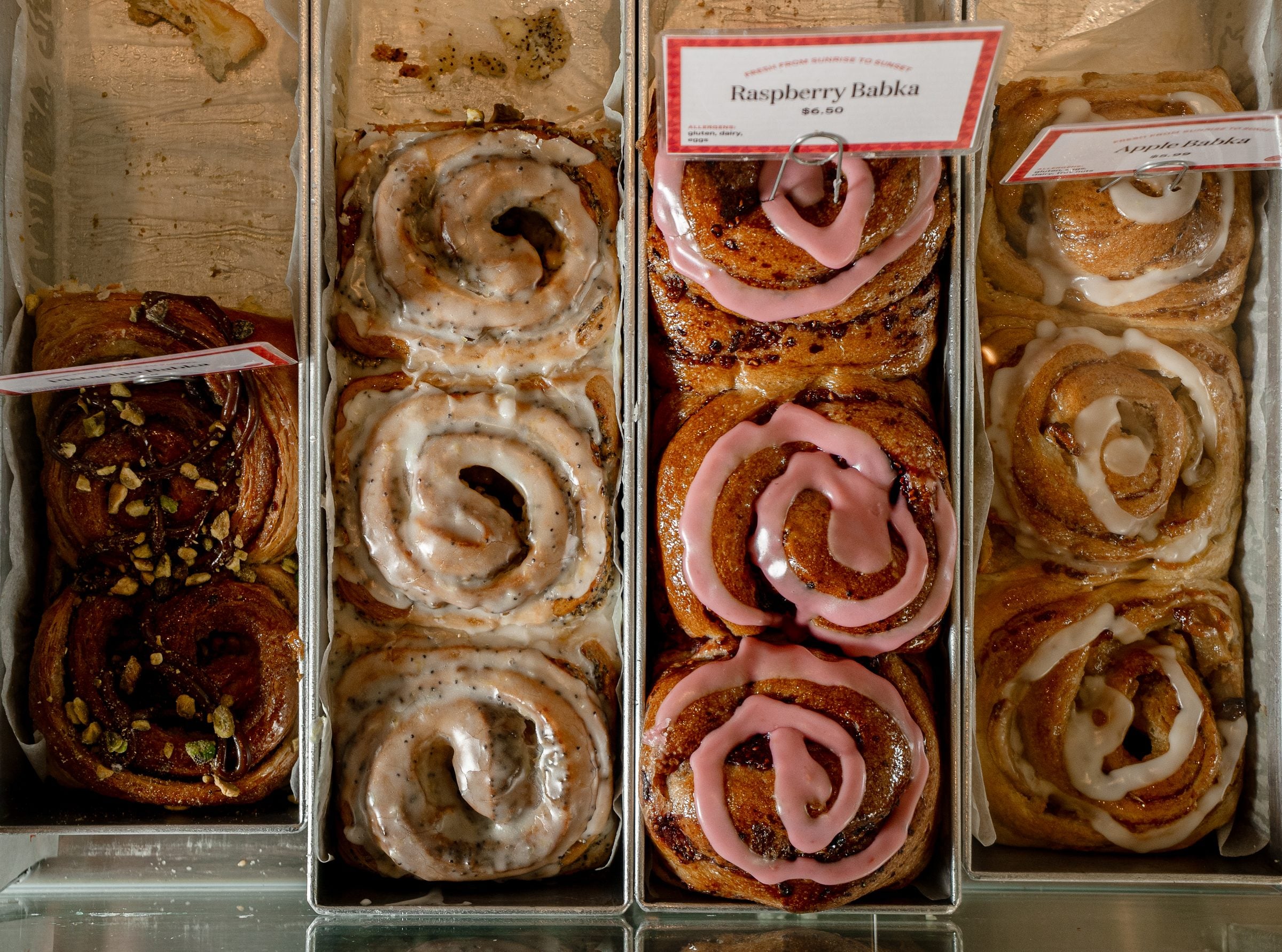 Babkas in the pastry case at Bakey in Hallandale Beach