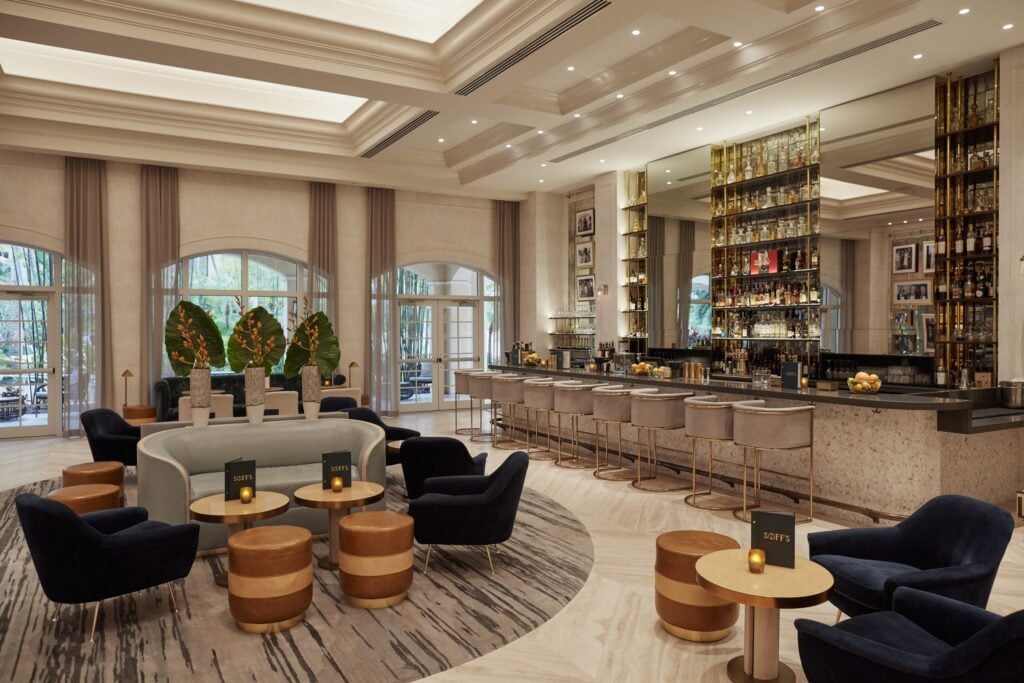 The bar and lounge at SOFF'S inside JW Marriott Miami Turnberry Resort & Spa in Aventura