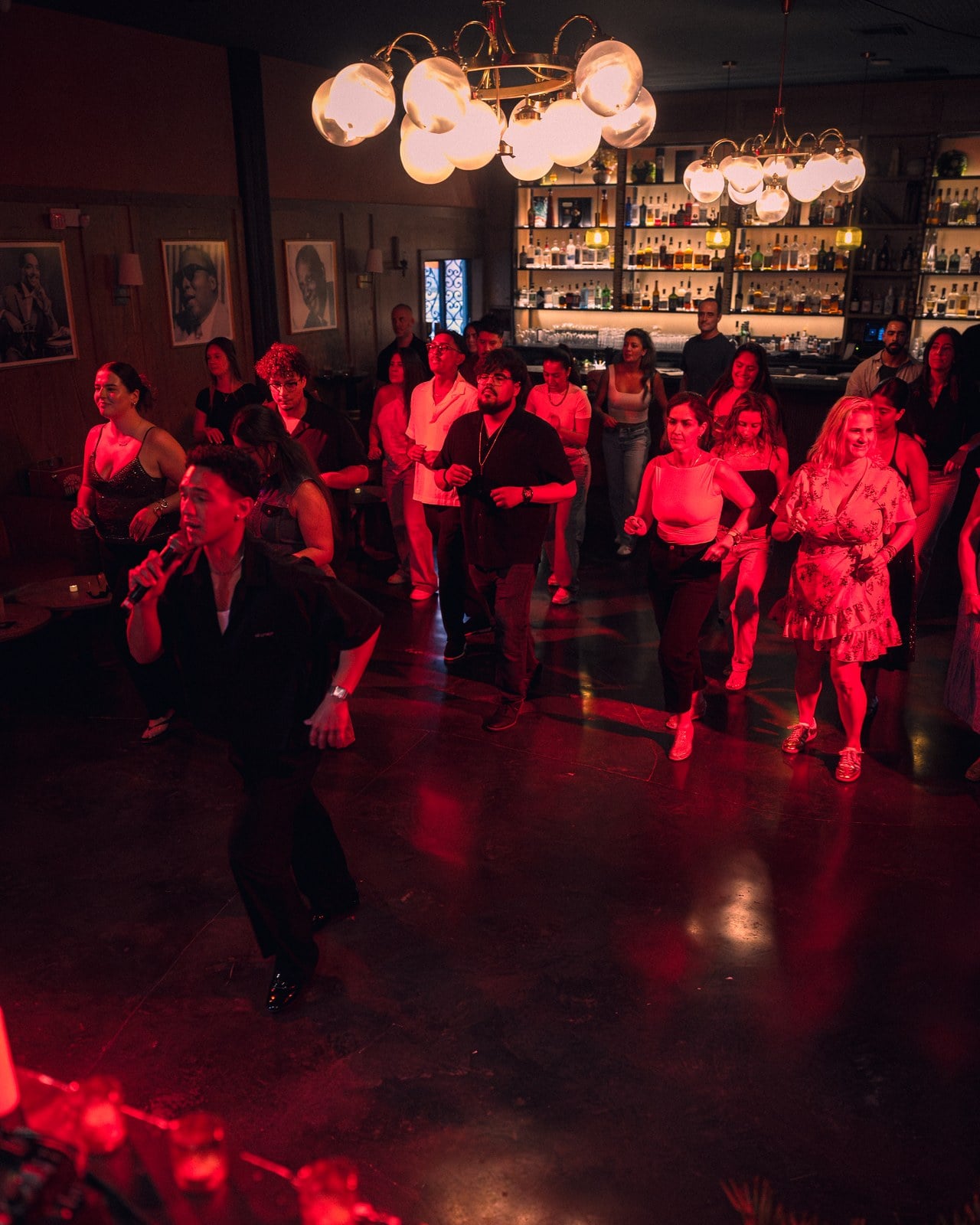 Dancers during a Salsa & Sip class at Hoy Como Ayer