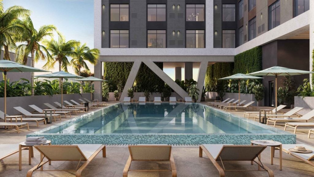 Pool deck at Excel Miami