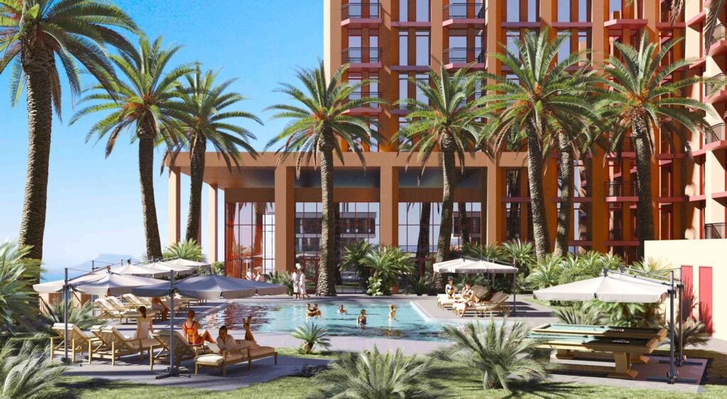 Rendering of the pool deck at The Douglas