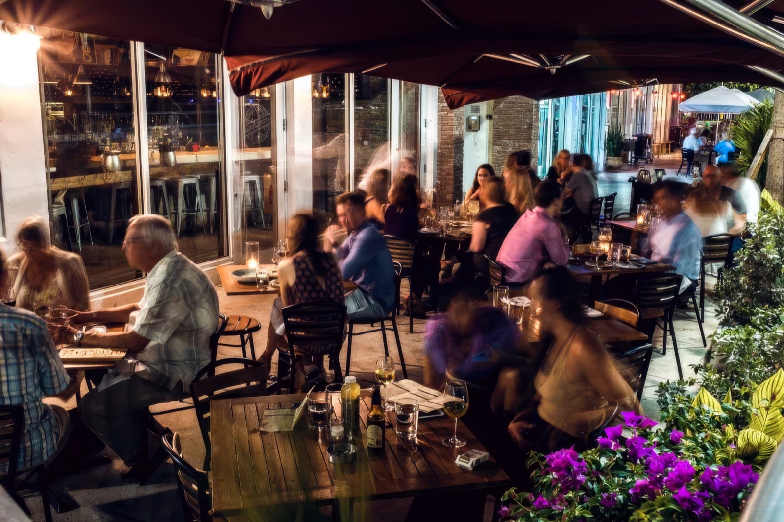 Guests dining on Barceloneta’s outdoor terrace in Sunset Harbour